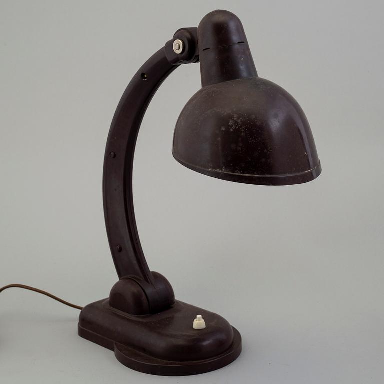 a set of three bakelite table lamps, ca 1930's.