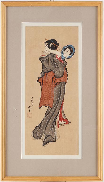 KATSUSHIKA HOKUSAI (1760–1849), efter, färgträsnitt. Japan, troligen 1900-tal.