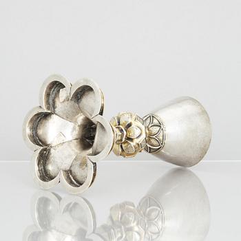 An 18th century parcel-gilt silver cup, unclear marks.