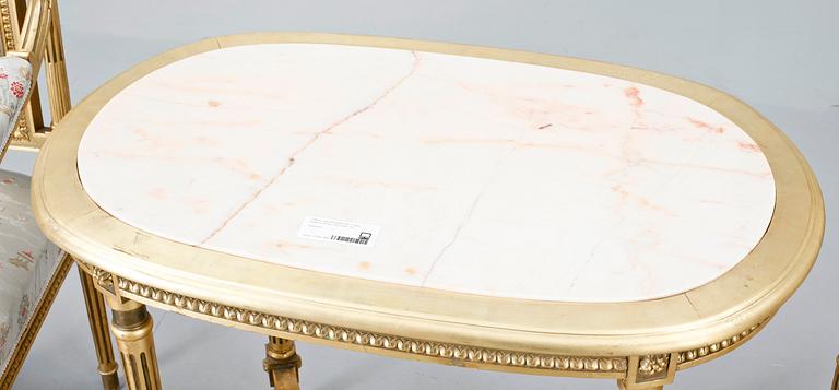 SALONGSGRUPP, 8 delar, gustaviansk stil, 1800-talets slut.