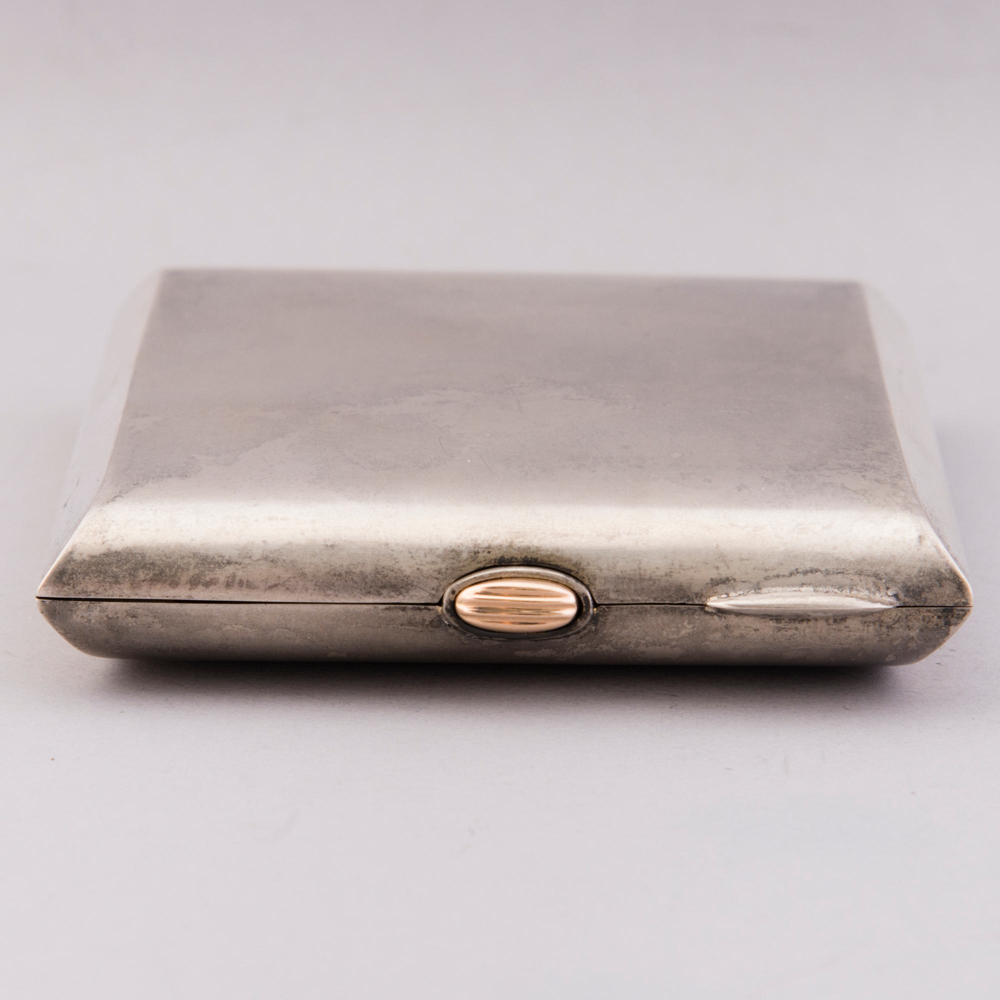 CIGARETTE CASE, silver, Auran kultaseppä, Turku 1951 and CUFFLINKS, silver, Japan late 19th century.
