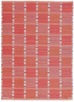 BARBRO NILSSON, a carpet, flat weave, 232 x 168,5 cm, "Falurutan, röd Borås", signed AB MMF BN.