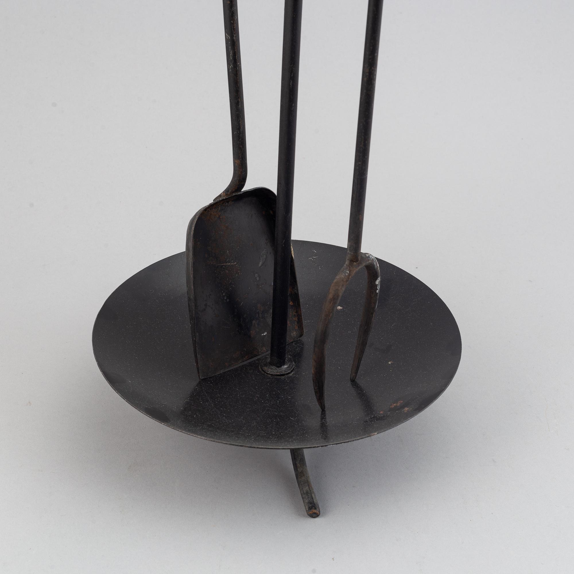 Gunnar Ander, a fireplace stand of three parts, Ystad Metall.