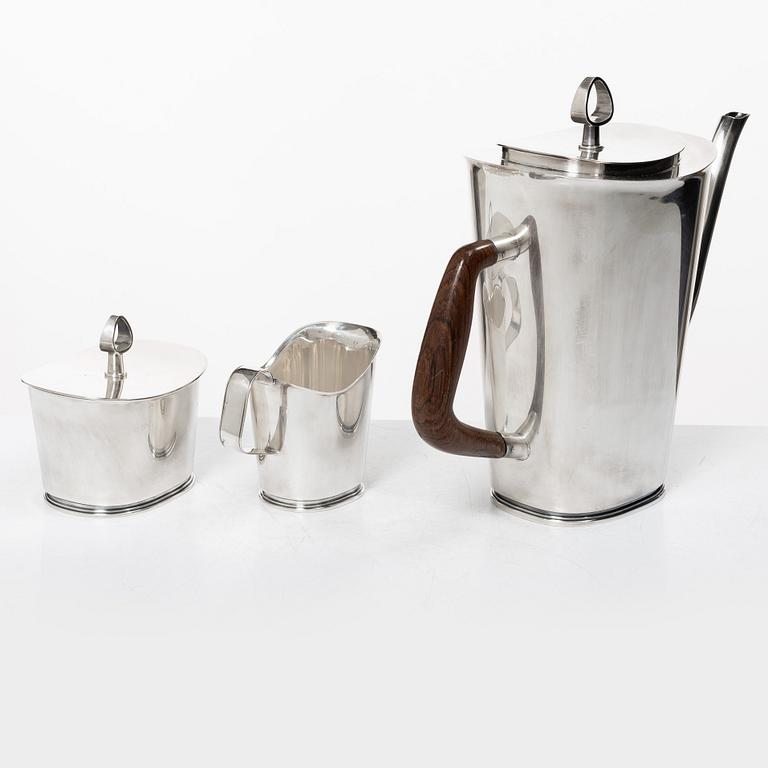 A three piece silver coffee-set, design Vera Ferngren, Guldsmedsaktiebolaget, Stockholm, Sweden 1964-1967.