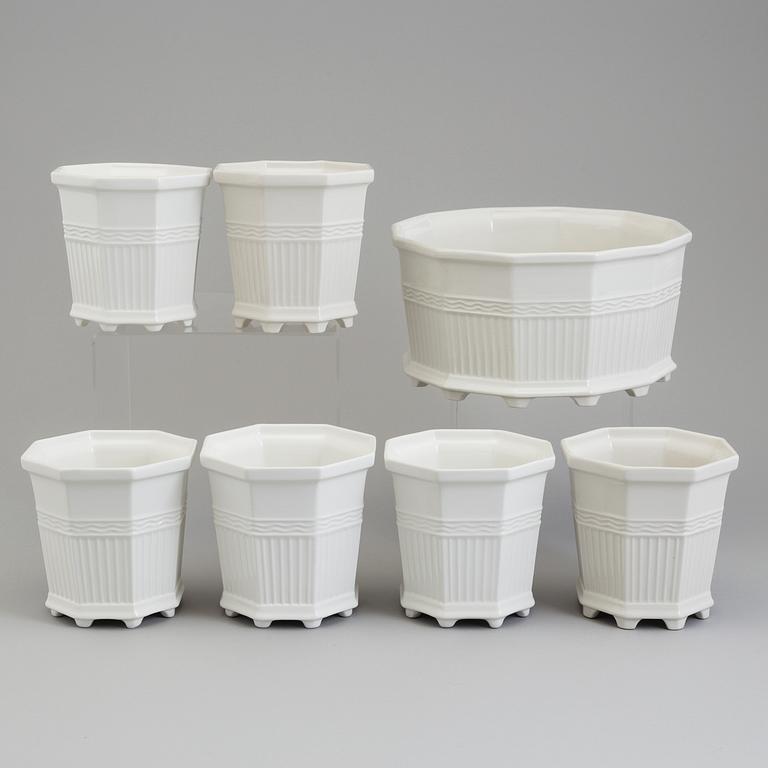 PRINS EUGEN, seven porcelain 'Waldemarsudde' flower pots, Gustavsberg.