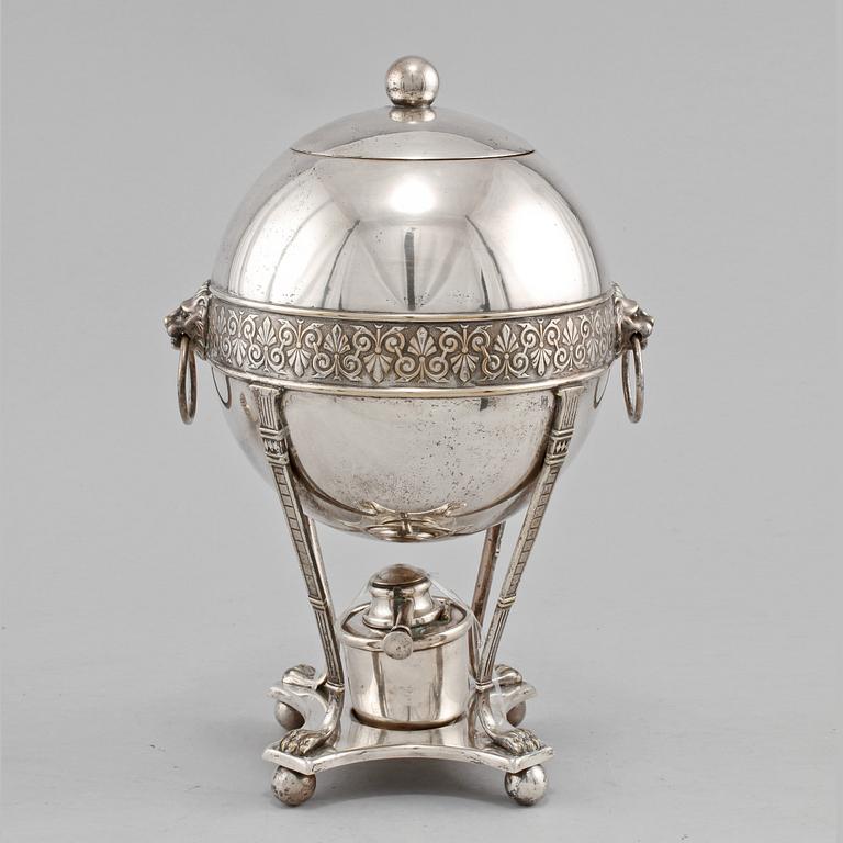 SAMOVAR, SLEV, samt FAT, WMF, vitmetall, omkring 1900.