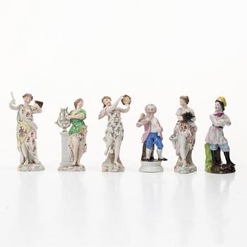 A group of six German porcelain figures, 20th century.