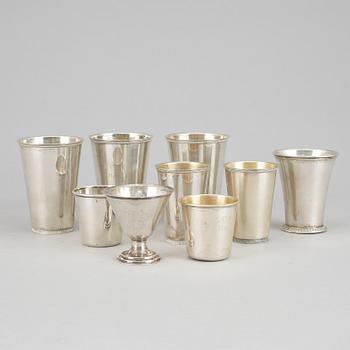 PARTI SILVER, 9 delar, silver Gustaf Möllenborg Feron total vikt ca 584 gram.