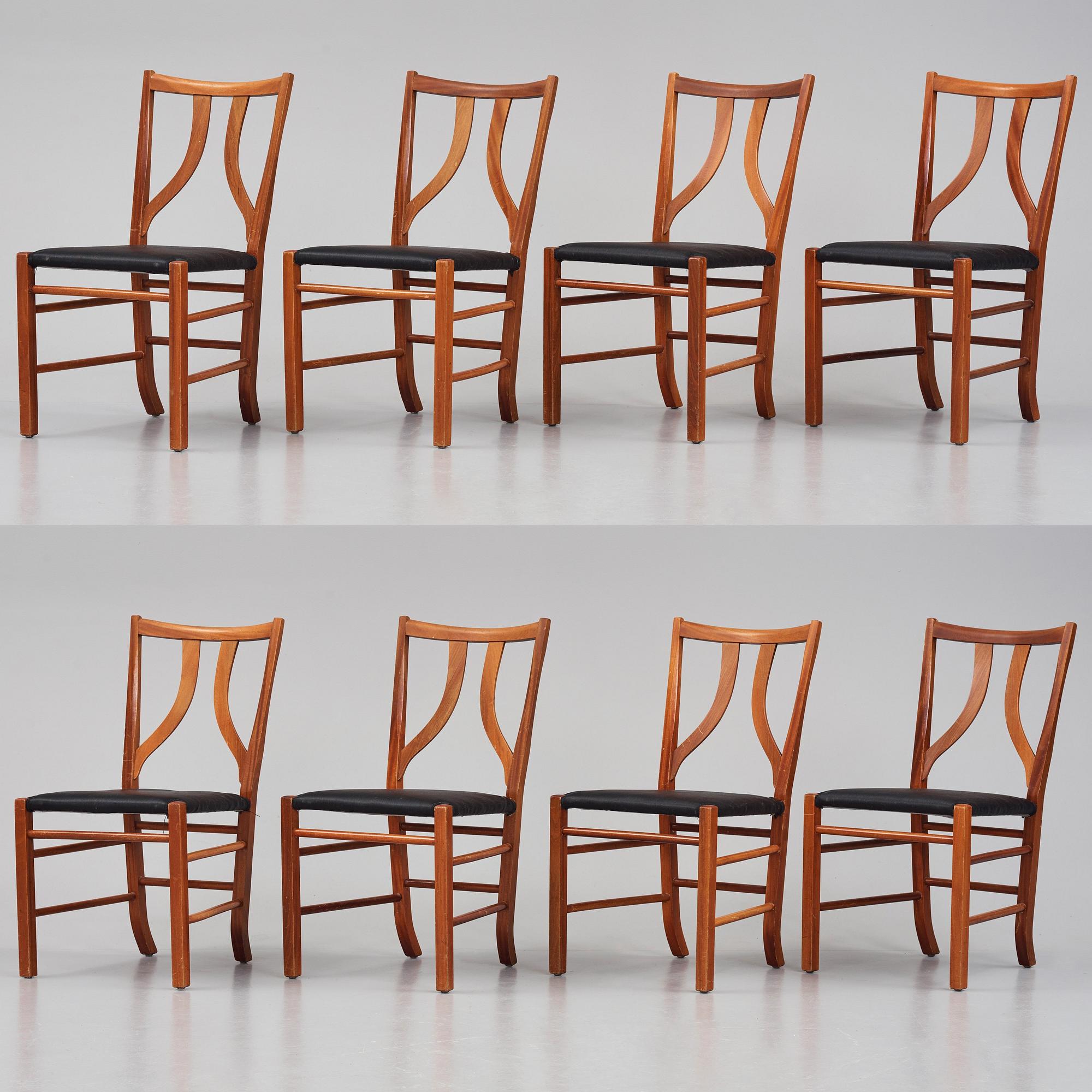 Josef Frank, a set of 8 chairs, model 2027, Firma Svenskt Tenn, Sweden.