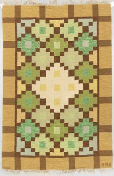 Anne-Marie Boberg, a carpet, flat weave, ca 201 x 134 cm, signed AMB.