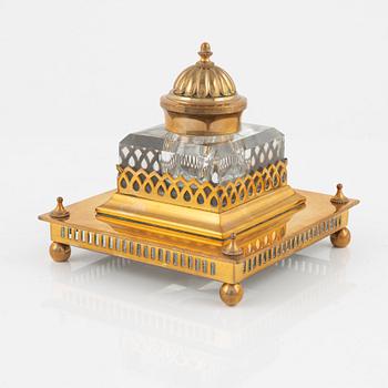 A four-piece brass writing set, Gusum, 20th century.