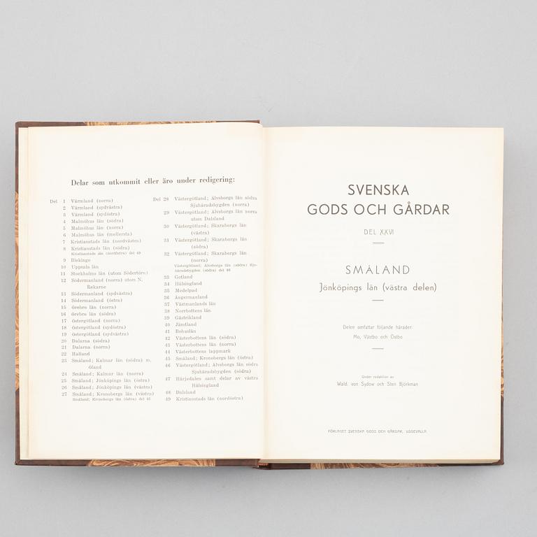 Seven volumes of 'Svenska gods och gårdar' (Swedish Manors and Farms), 1935-1943.