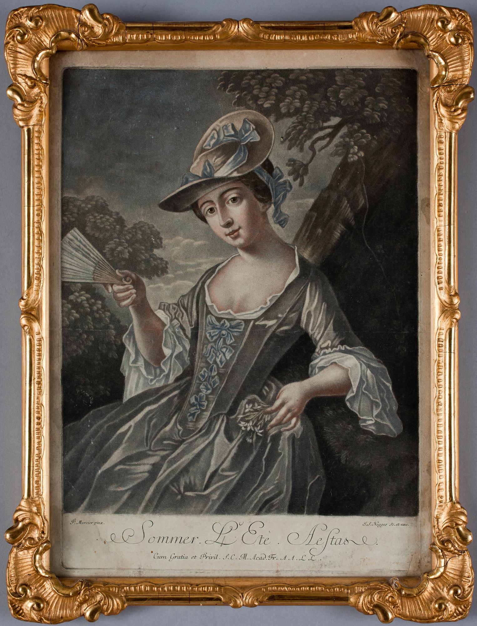 GRAVYR, efter P. Mercier, Frankrike, 1800-tal.