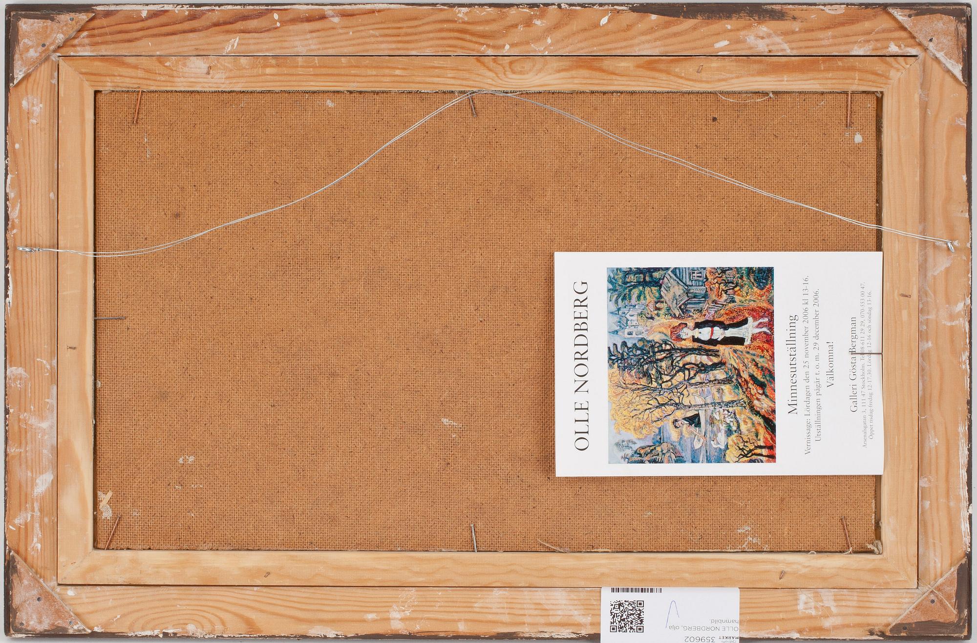 OLLE NORDBERG, olja på pannå, signerad samt daterad 66.