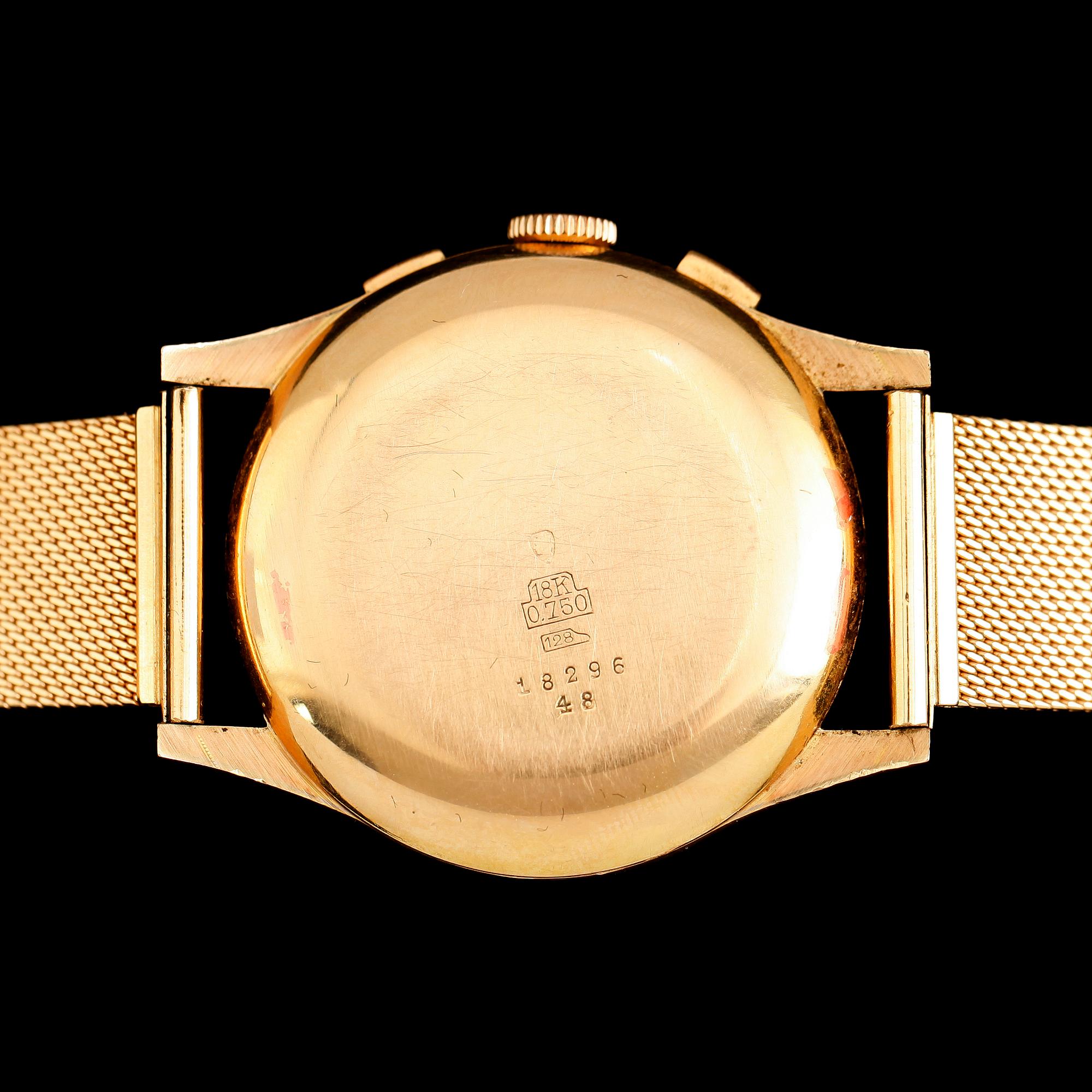 HERRARMBANDSUR, 18 k guld, ITA, Geneve, Chronographe, total vikt inklusive urverk ca 75 g.