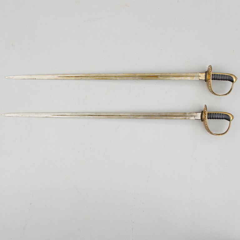 SABLAR, 2 stycken, m/1893, Sverige, för manskap vid kavalleriet.