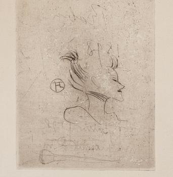 Henri de Toulouse-Lautrec, dry point etching, signed in the plate, 1898.