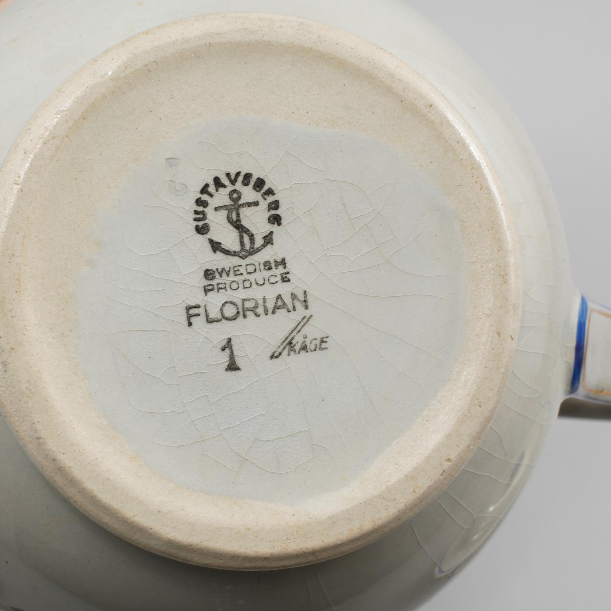 MATSERVIS,  51 delar, flintgods, "Florian", Wilhelm Kåge, Gustavsberg, omkring 1900-taletets mitt.
