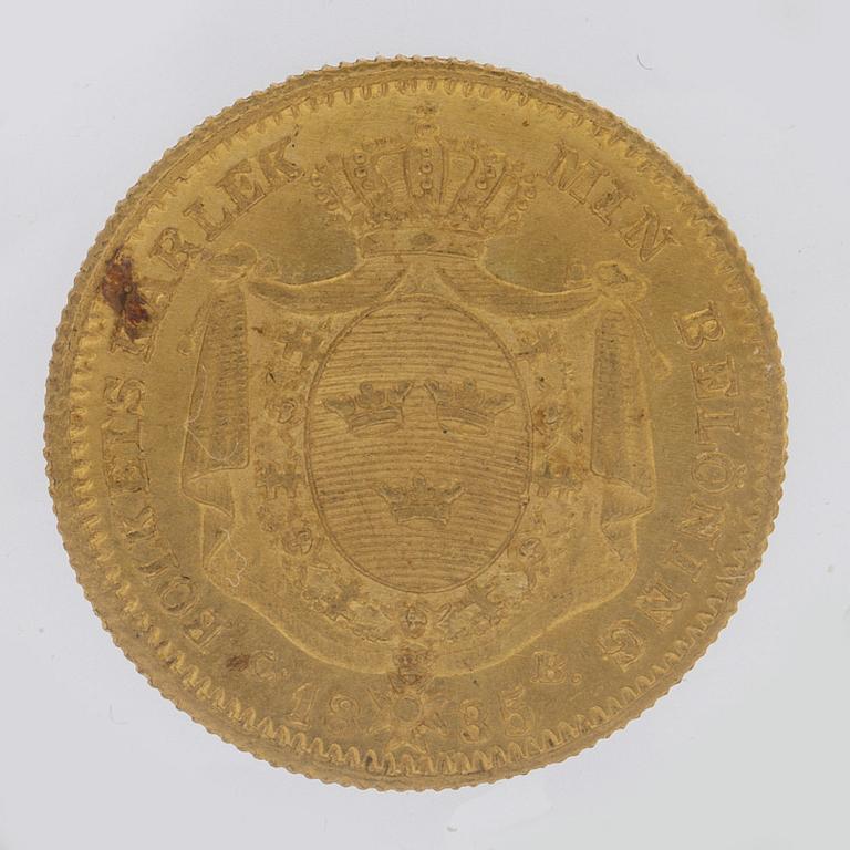 GULDMYNT, 1 dukat, Karl XIV Johan av Sverige, 1835.