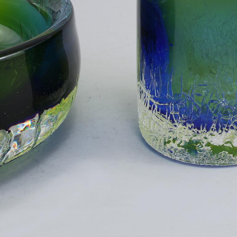 VAS och SKÅL, glas, Göran Wärff, Kosta, 1900-talets andra hälft.