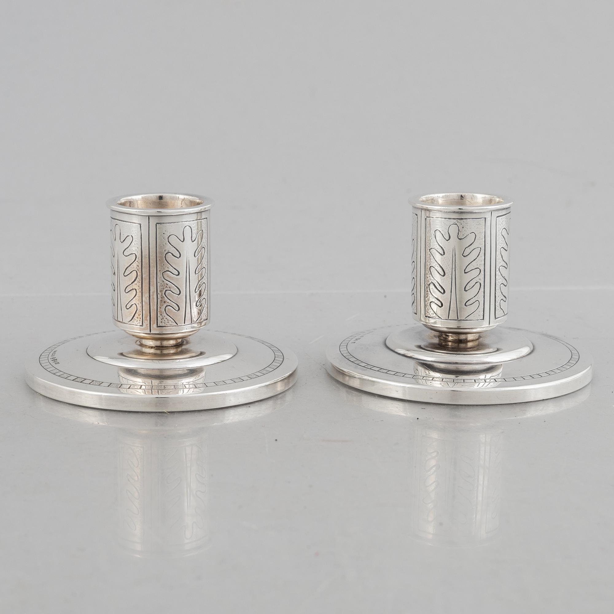 W.A. Bolin, a pair of silver candlesticks, Stockholm 1956.