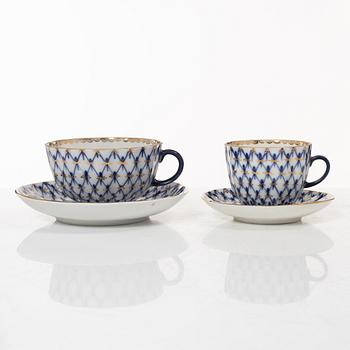 A 35-piece 'Cobalt Net' porcelain  Lomonosov, Soviet Union.