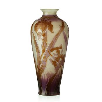 An Emile Gallé fire-polished art nouveau cameo vase, Nancy France.