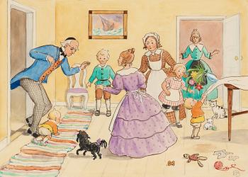 92. Elsa Beskow, Petter och Lotta tar hand om barnen.