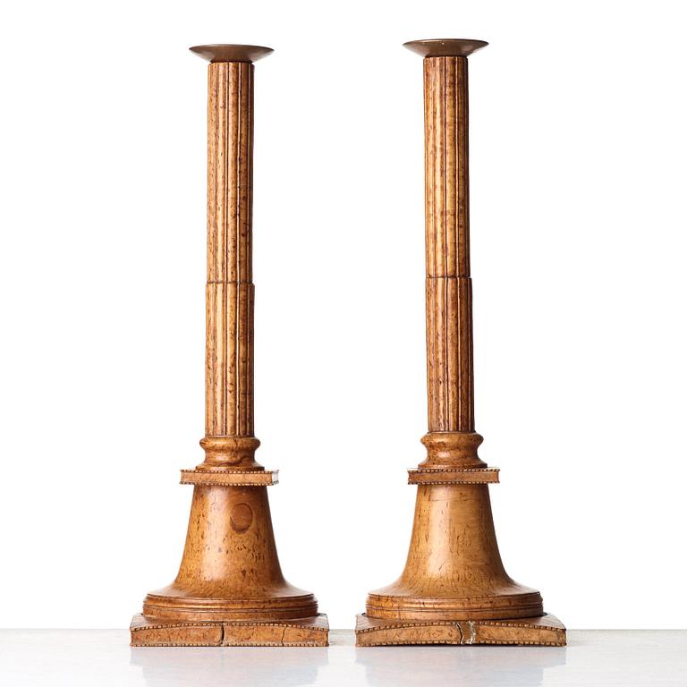 A pair of late Gustavian candlesticks, circa 1800.