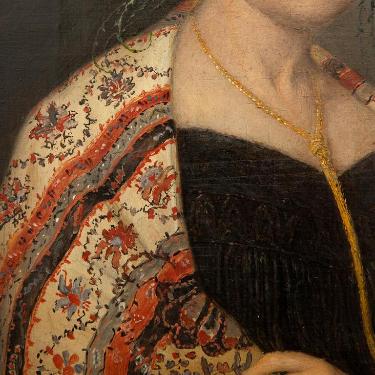 Unknown artist, 19th century, Portrait of a lady with a shawl.