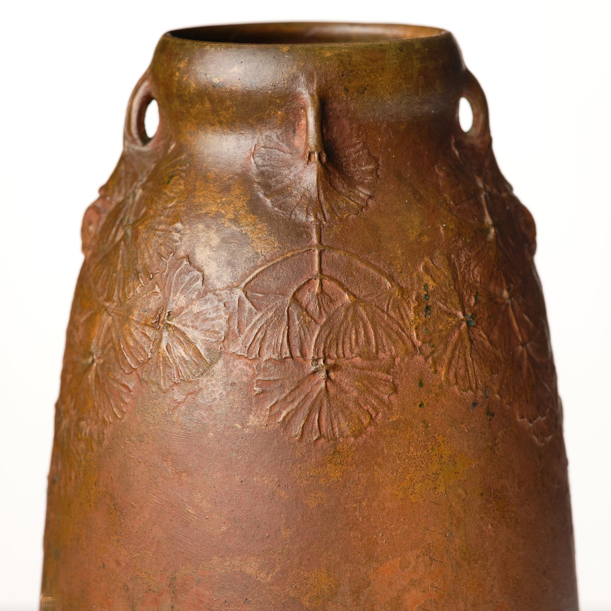 Hugo Elmqvist, an Art Nouveau patinated bronze vase, Stockholm early 1900's.