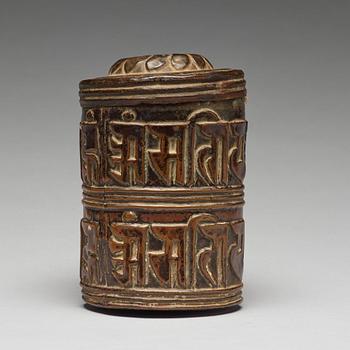 A Tibetan prayer wheel, 18/19th Century.