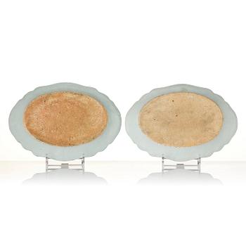 A group of famille rose 'double peacock' serving dishes, Qing dynasty, Qianlong (1736-95). (8 pieces).