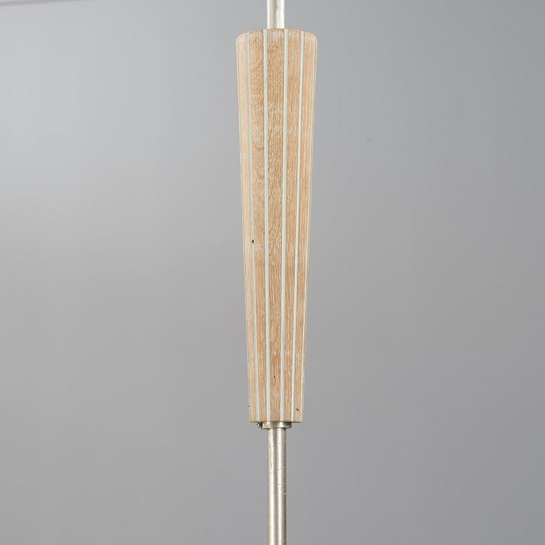 SWEDISH DESIGNER, a nickel plated, white chalked oak and frosted glass ceiling light, mid 20th Century.