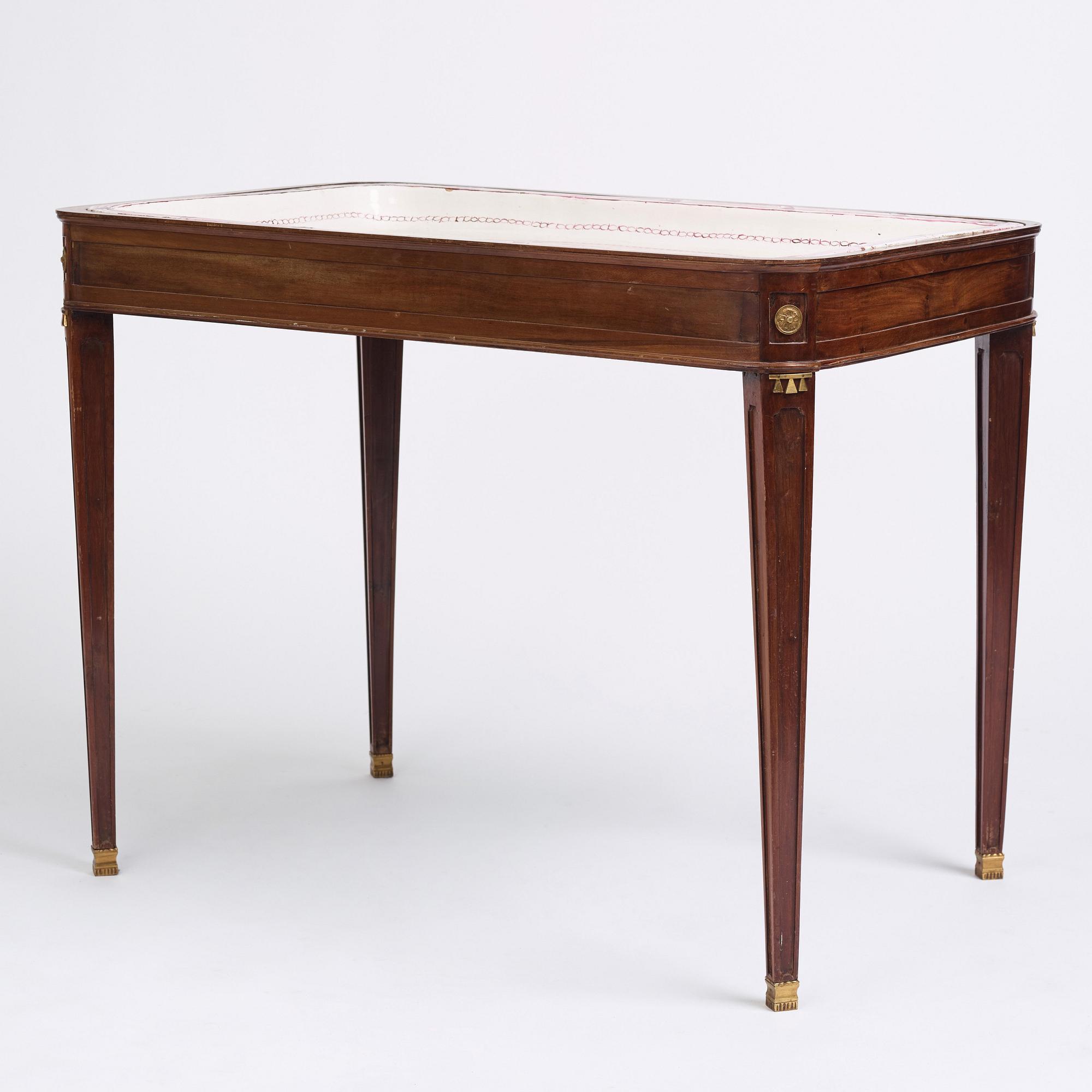 A Swedish Gustavian faience tea table, late 18th century.