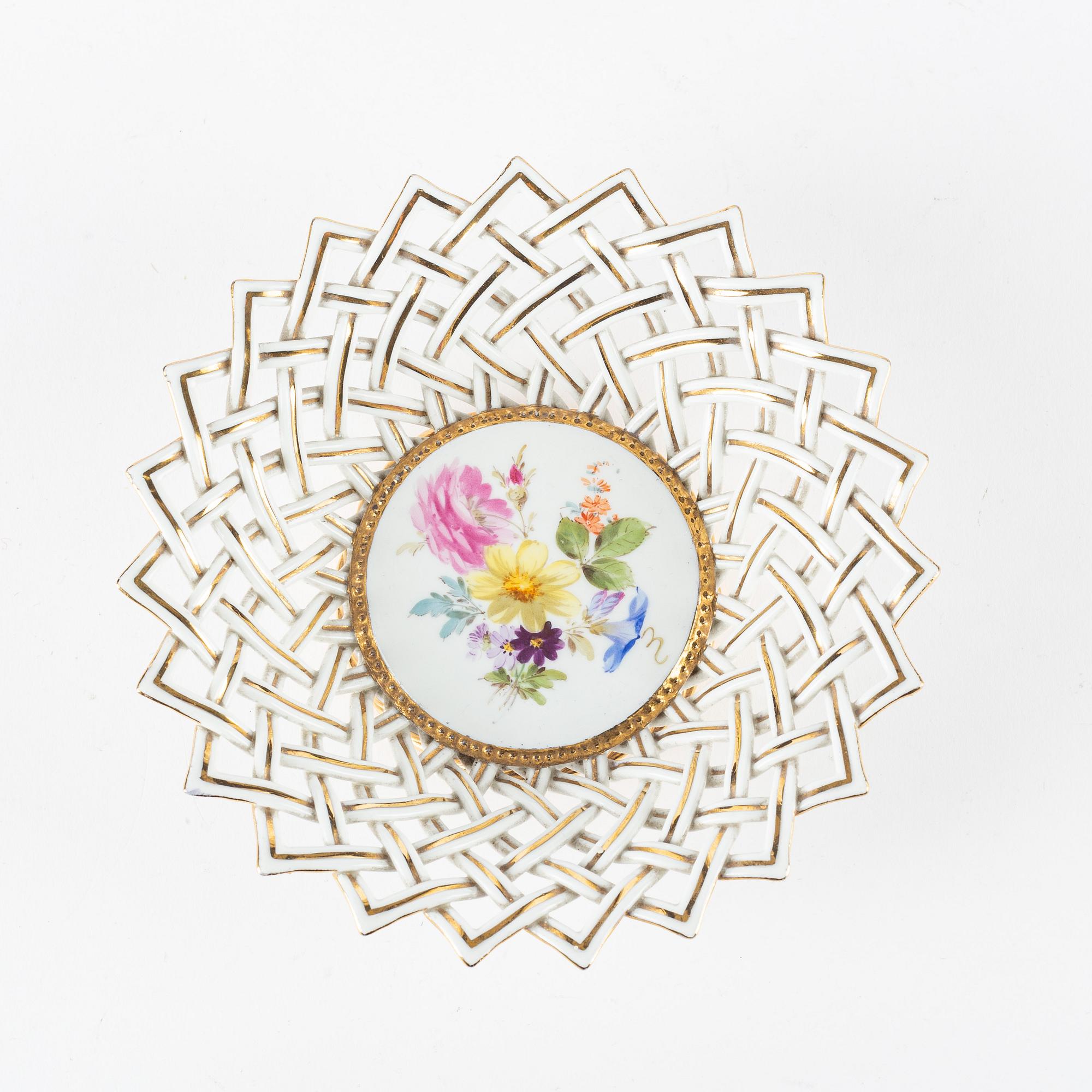 A porcelain bowl and a dish, Meissen, late 19th Century / 20th Century.