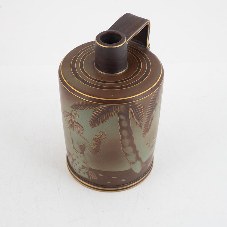 Gunnar Nylund, a 'Flambé' stoneware vase and a dish, ALP Lidköping, 1930's/40's.