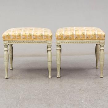 A pair of late gustavian stools, ca 1800.