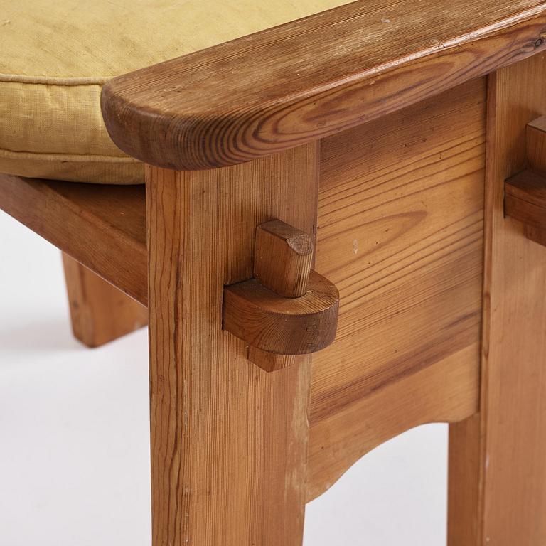 David Rosén, a pair of stained pine "Berga" stools, Nordiska Kompaniet, Sweden, 1940s.