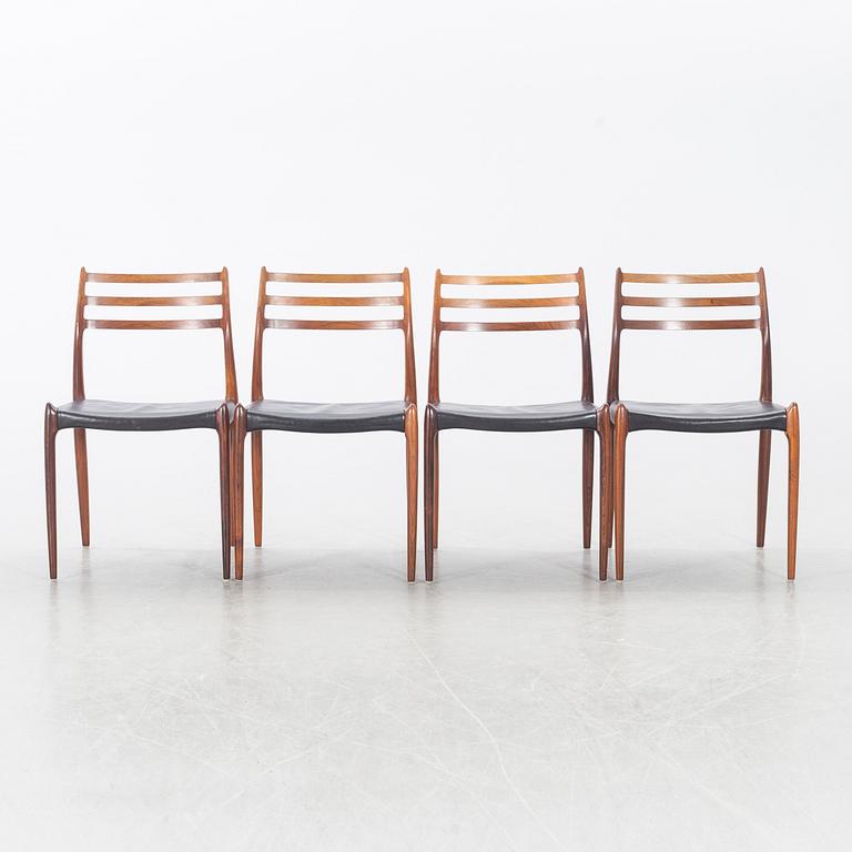 A Table from Slagelse Möbelvaerk A/S and 4 chairs, Niels Otto Møller, JL Møller. Denmark, 1960's.