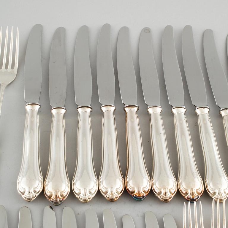 72 silver cutlery by C.G Hallberg, Stockholm, 20th century.