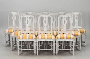 STOLAR, 12 st, "Hallunda", ur IKEA:s 1700-tals serie, sent 1900-tal.