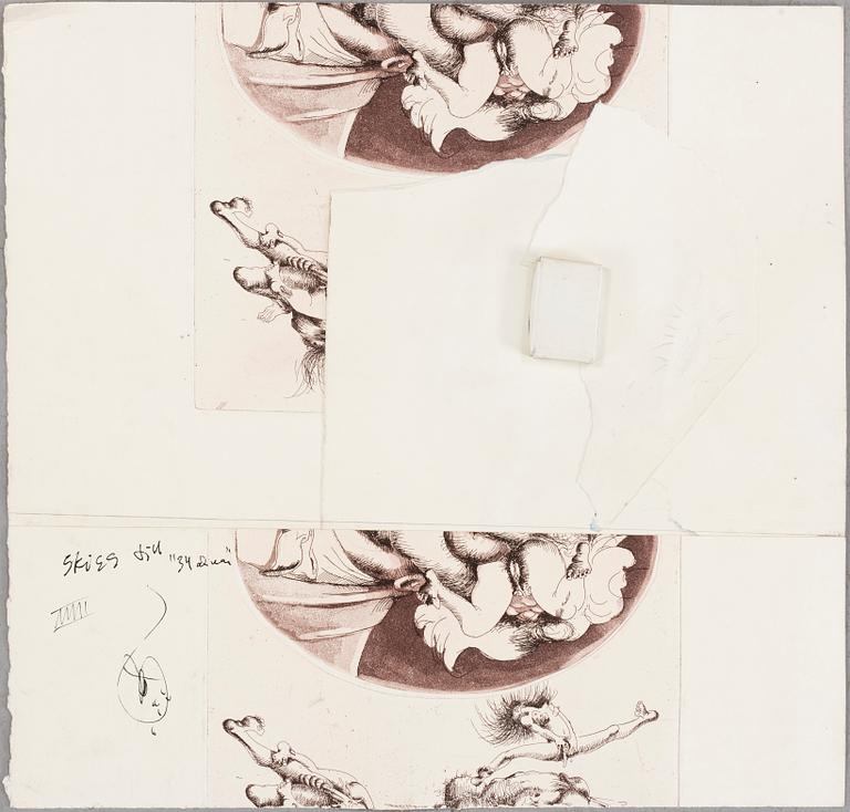 ULF RAHMBERG, Mixed media on paper, signed with monogram verso.