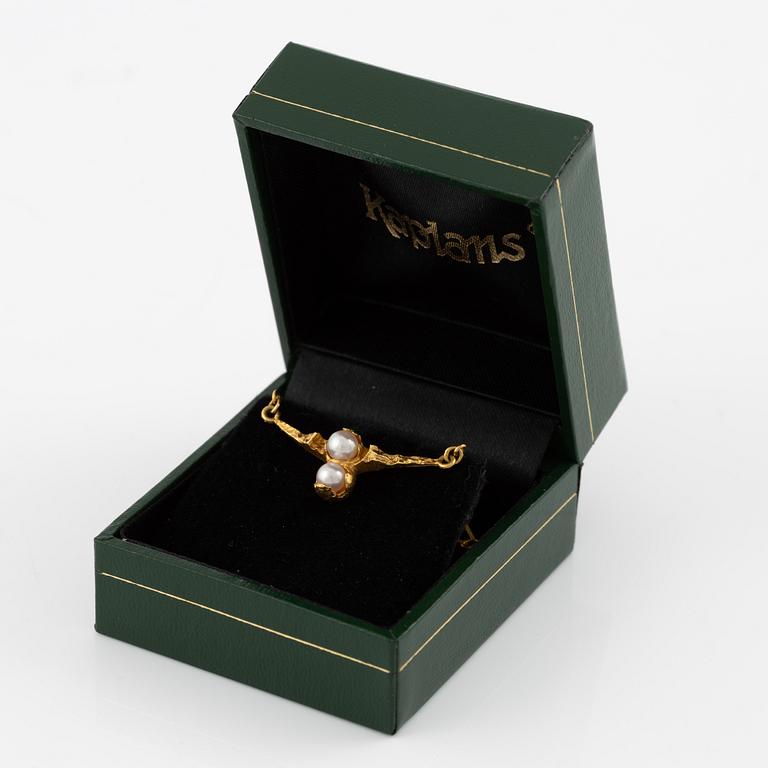 Björn Weckström, "cheek to cheek" necklace 18K gold with pearls. Lapponia 1992.