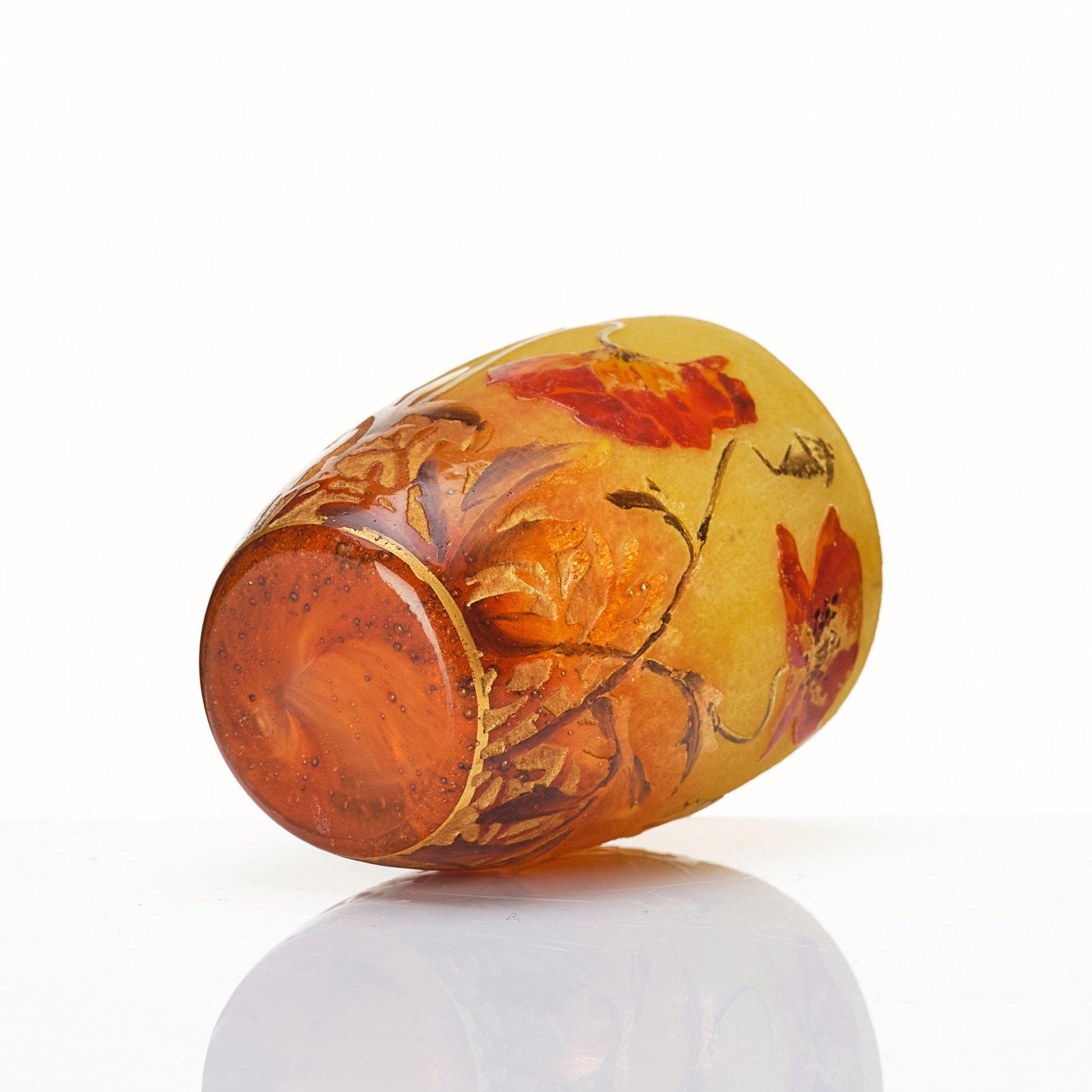 Daum, an Art Nouveau enamel painted cameo glass vase, Nancy, France.