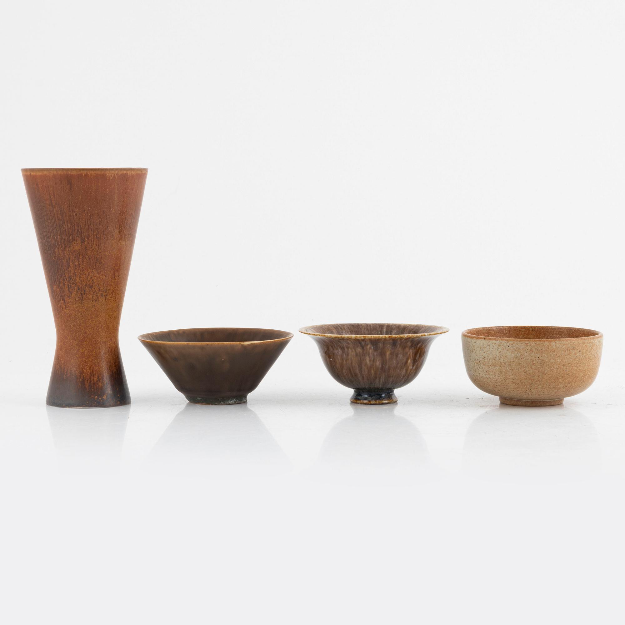 A vase and three bowls, including Carl-Harry Stålhane, Rörstrand.