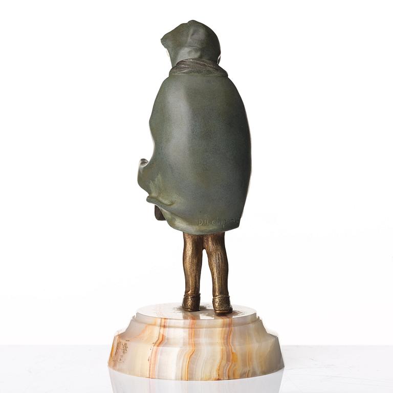 Demetre Chiparus, a "Hooded cloak" patinated bronze and ivory sculpture, Paris 1920's.