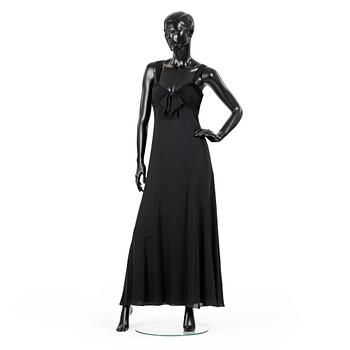 471. ARMANI, a black long silk dress.