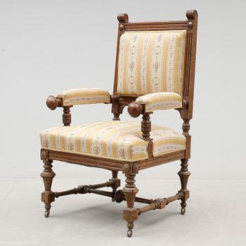 FÅTÖLJ, nyrenässans, 1800-talets slut.