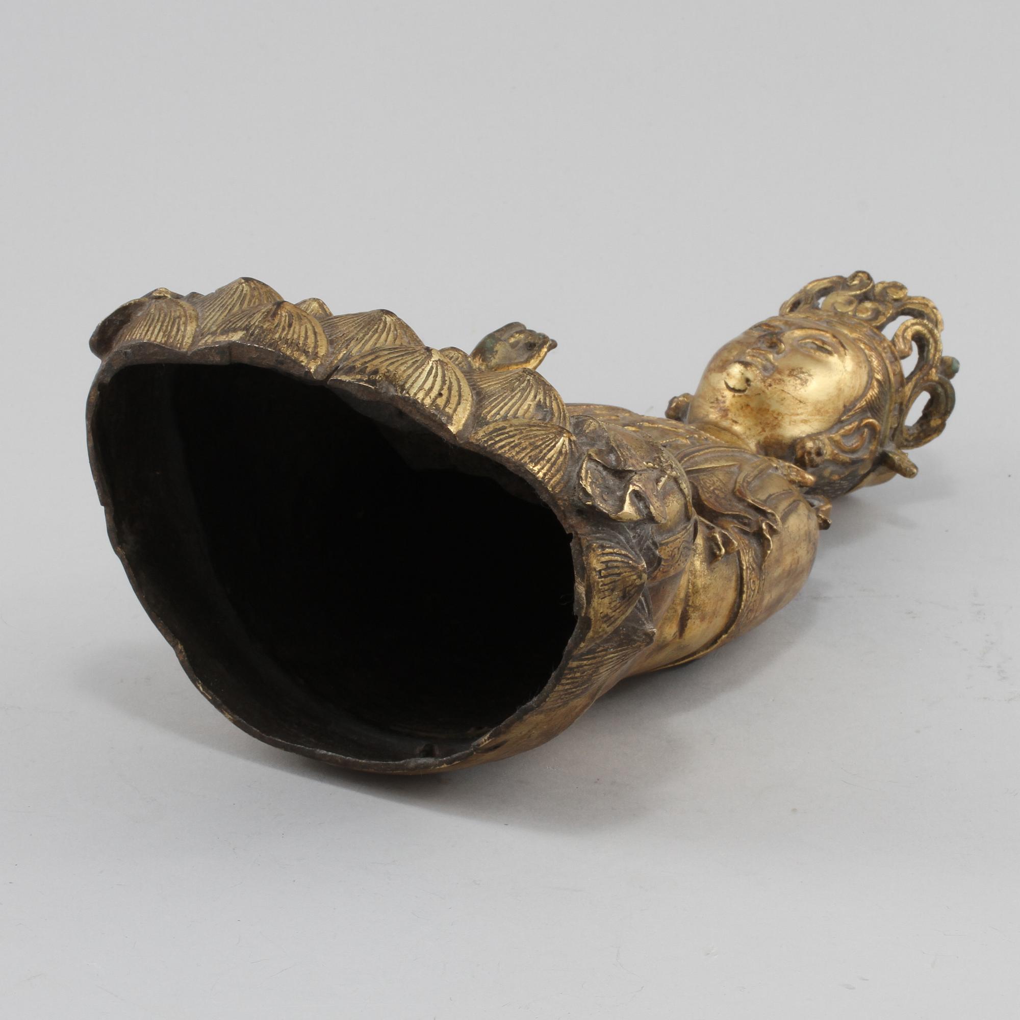 FIGURIN, troligen förgylld brons, 1800/1900-tal.